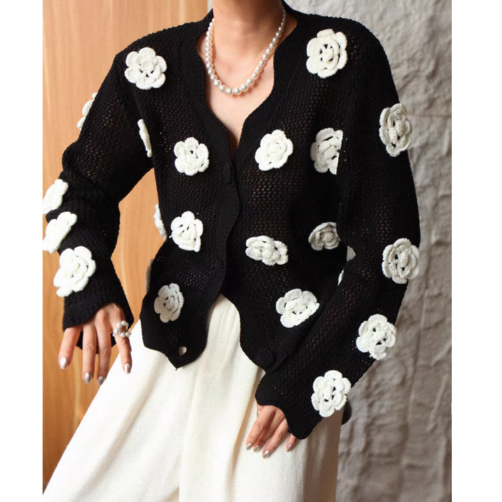 MAVEO Flower Embellished Knitwear Cardigan