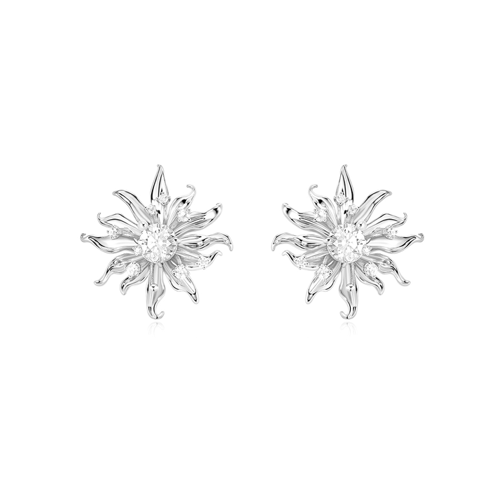 MECHT Diamante Flower Ear Studs Earrings - Pair - Large