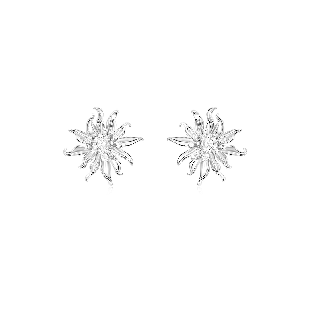 MECHT Diamante Flower Ear Studs Earrings - Pair - Small
