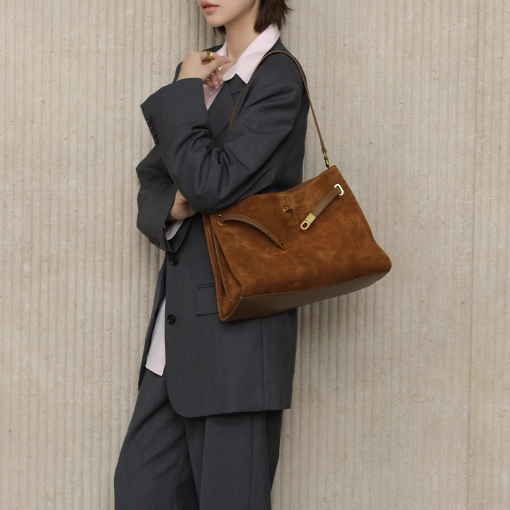 ZECAR Metal Lock Oversized Tote Bag