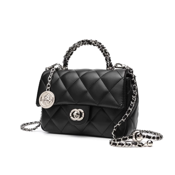 MEVAN Metal Lock Quilted Cross Body Bag