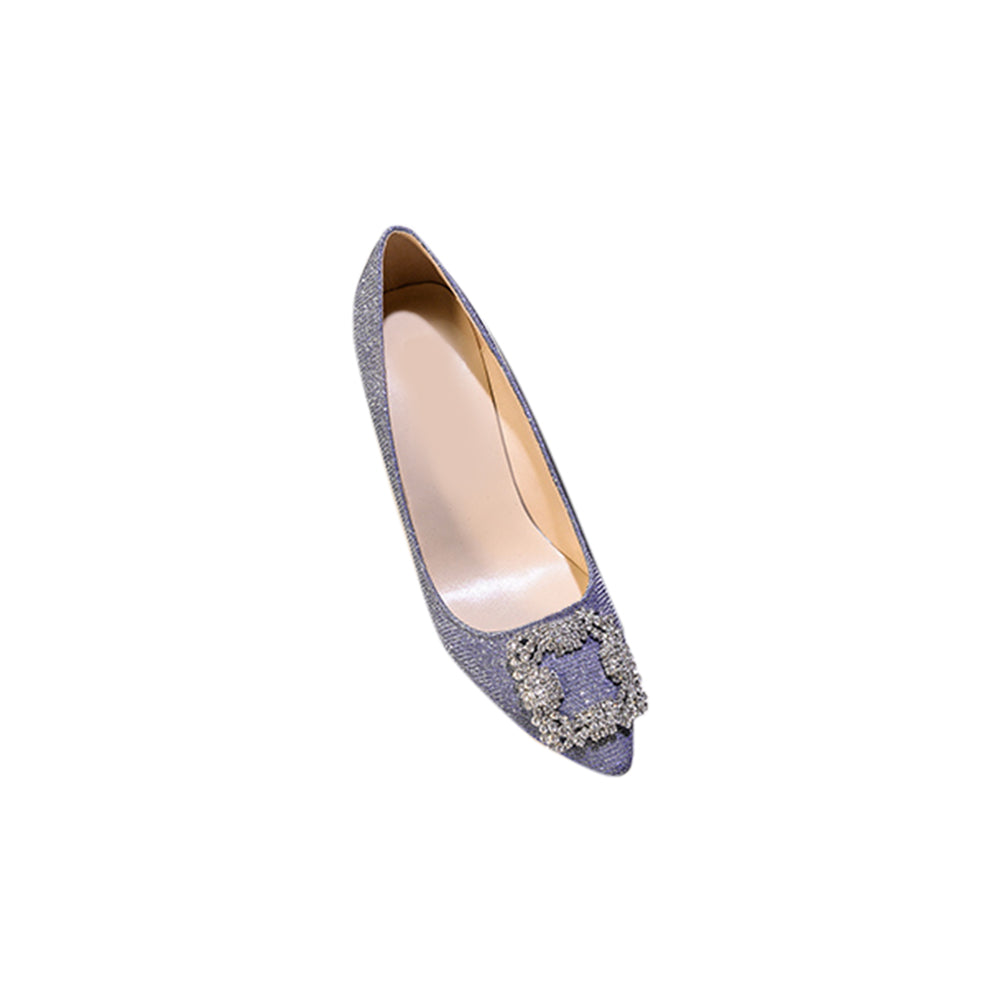 MIRKO Diamante Embellished Cloth Mid Heel Pumps - 8cm