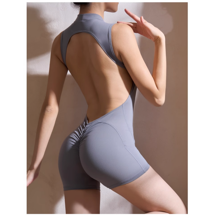 MITHA Yoga Pilates Backless Fitted Bodysuit Activewear