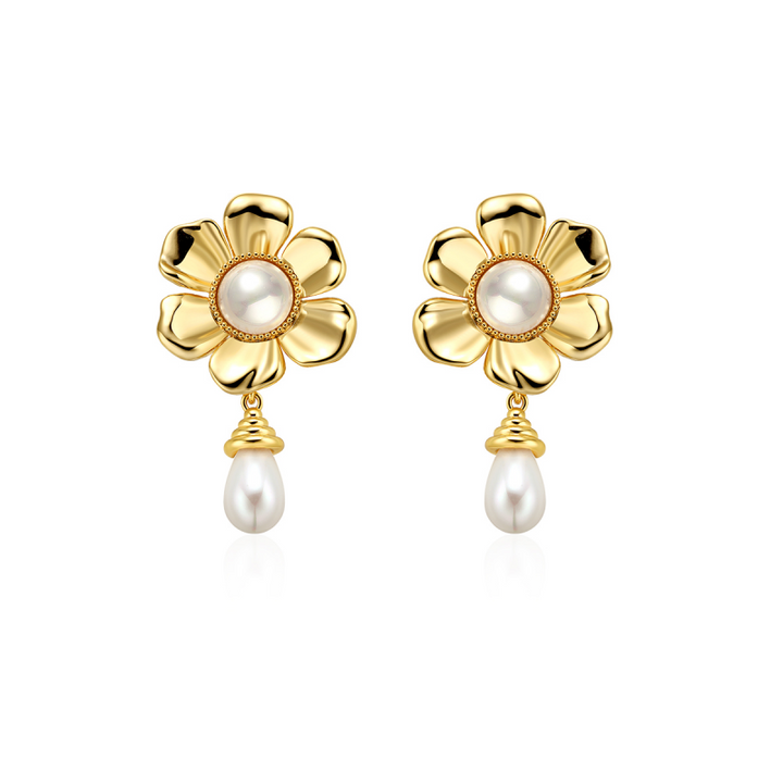 MURCA Flower And Pearl Earrings - Pair