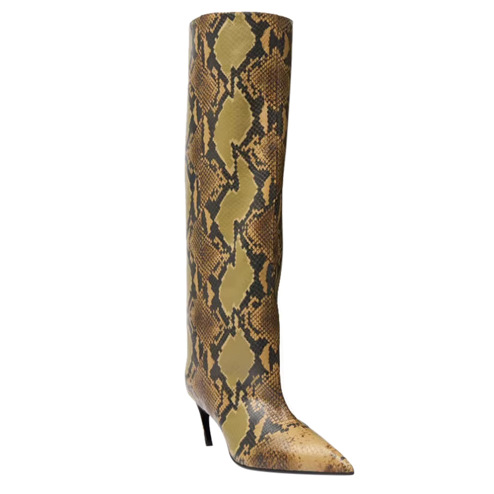 NEHRA Curved Heel Knee High Boots