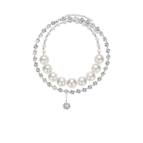 NELRA Pearl And Diamante Double Layers Necklace