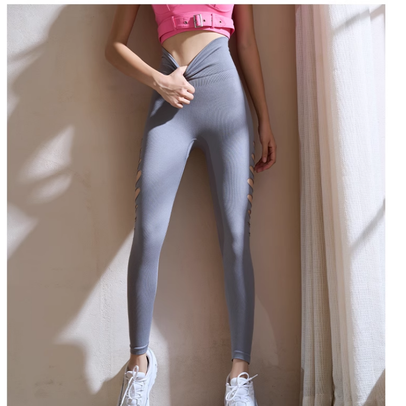 NELVO Yoga Pilates Cut Out Fitted Stretch Leggings