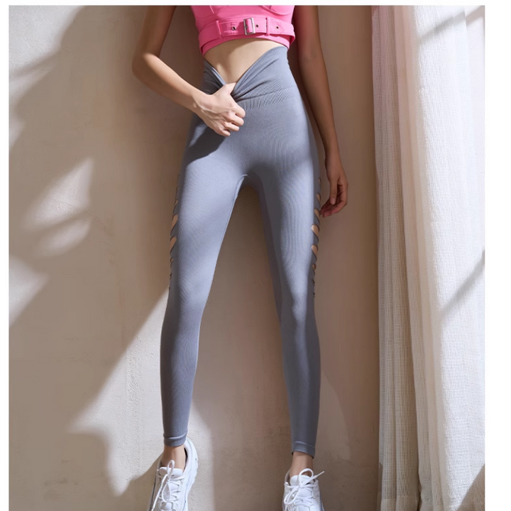 NELVO Yoga Pilates Cut Out Fitted Stretch Leggings