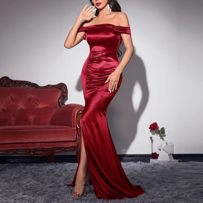 NEVDO Off-Shoulder Slip Evening Dress Gown