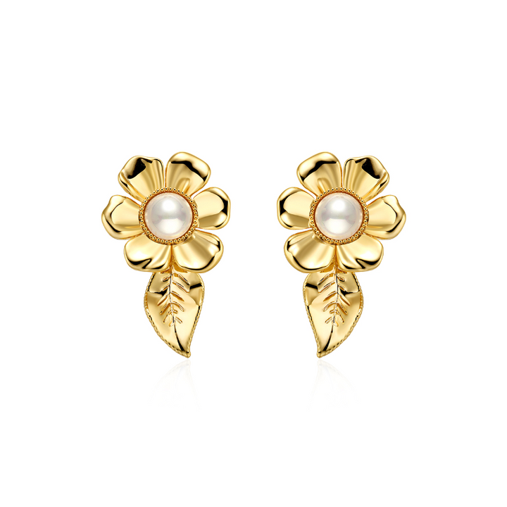 NEVRO Flower And Pearl Earrings - Pair