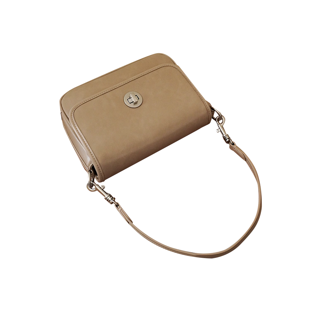 Khaki Nidea Metal Lock Cross Body Bag I The Label