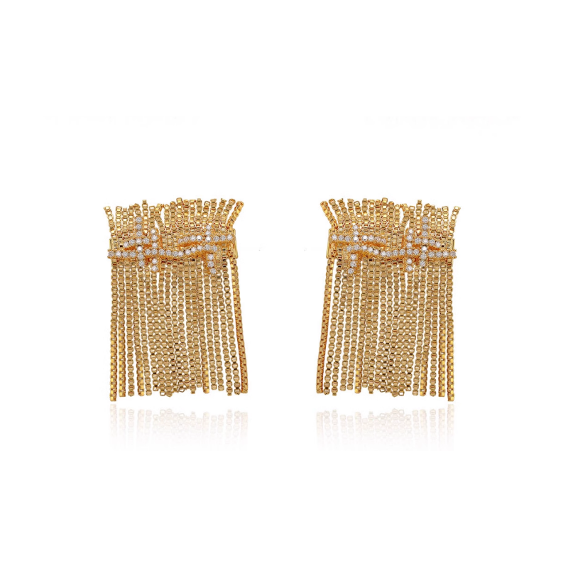 NOAIH Diamante Fringed Earrings - Pair