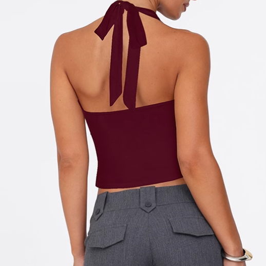 NOERO Cut Out Lace Up Top
