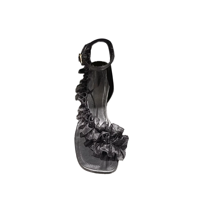 NOSRI Ruffled Sculptured Heel Sandals