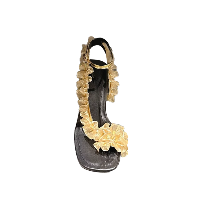 NOSRI Ruffled Sculptured Heel Sandals