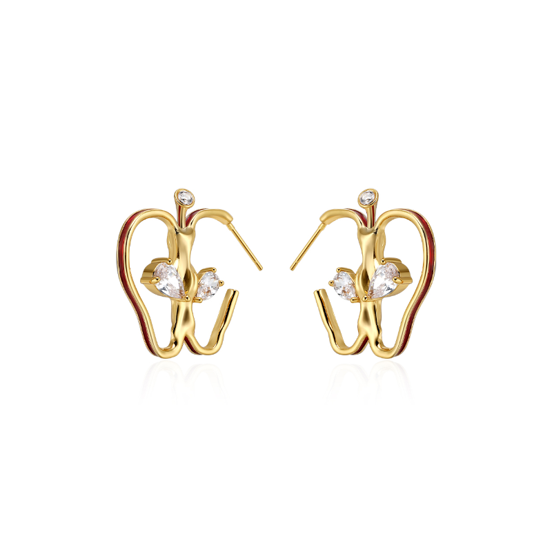 NOSSA Diamante Apple Earrings - Pair