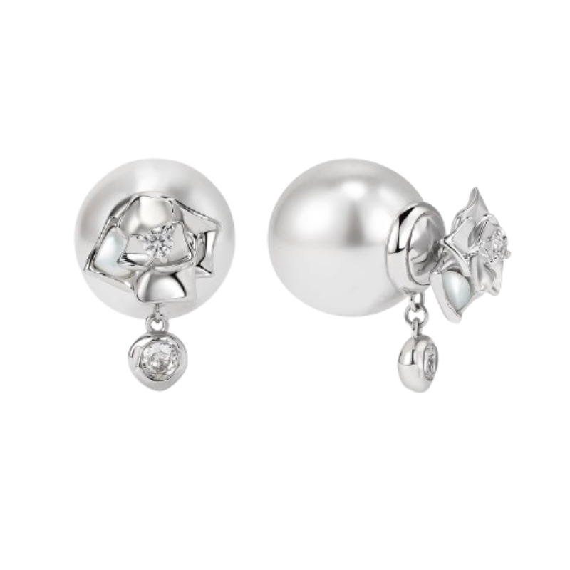 NUFFE Diamante Rose Earrings - Pair
