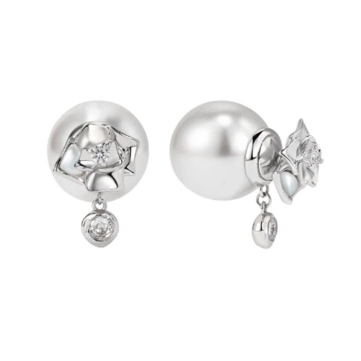 NUFFE Diamante Rose Earrings - Pair