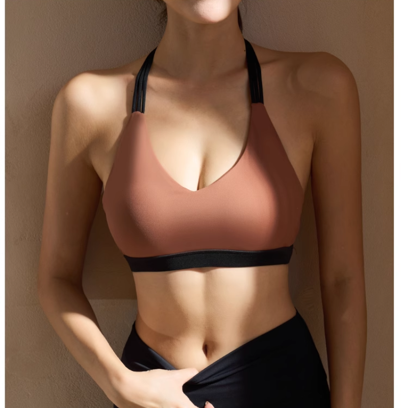 NUKOR Yoga Pilates T-Strap Fitted Sports Bra