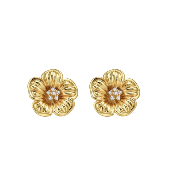 NUSVI Diamante Flower Ear Studs Earrings - Pair