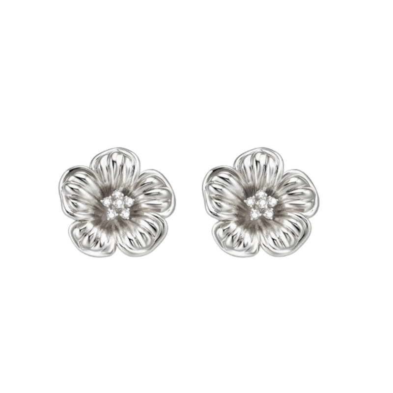 NUSVI Diamante Flower Ear Studs Earrings - Pair