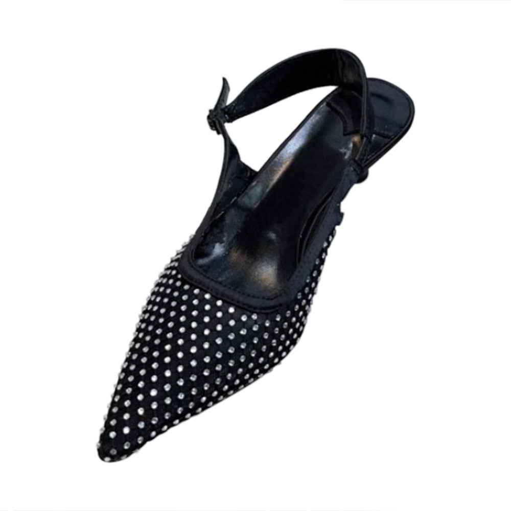 PELOB Diamante Kitten Heel Sandals