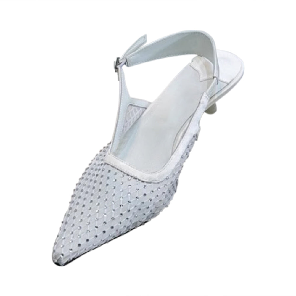 PELOB Diamante Kitten Heel Sandals