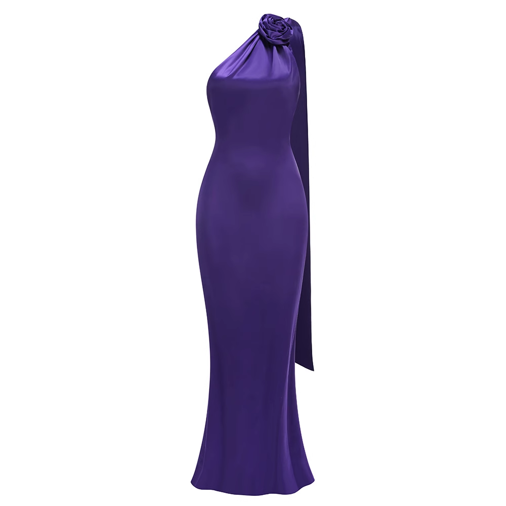 PEURA Flower Embellished Maxi Evening Dress Gown