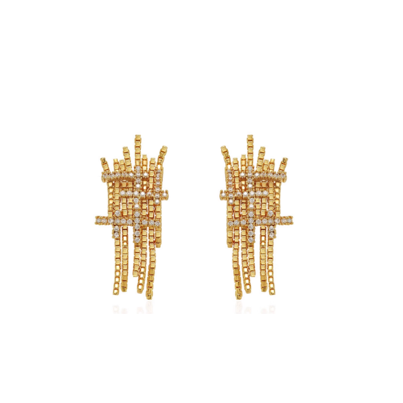 PEVCI Diamante Fringed Earrings - Pair