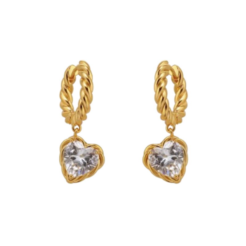 PHIVA Diamante Heart Earrings - Pair