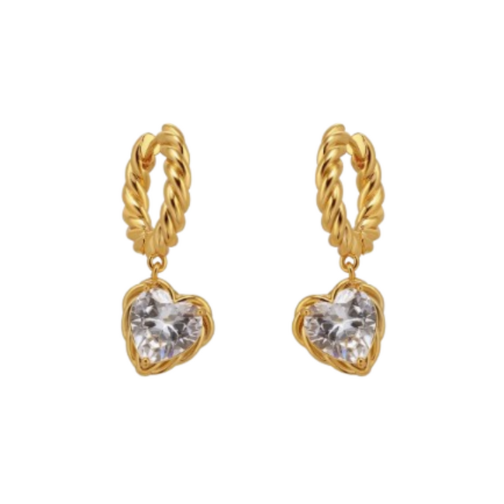 PHIVA Diamante Heart Earrings - Pair