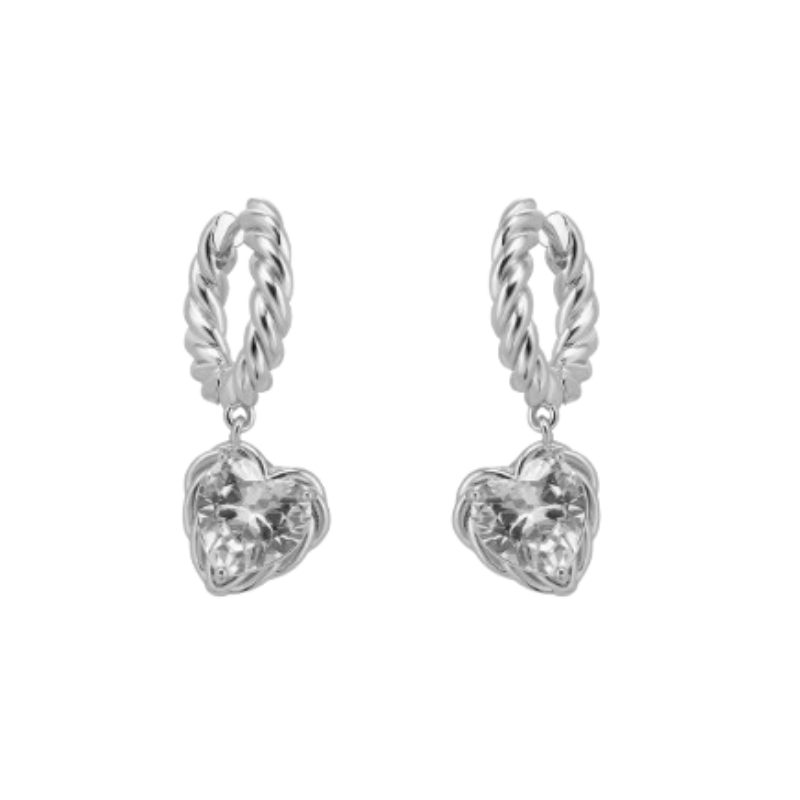 PHIVA Diamante Heart Earrings - Pair