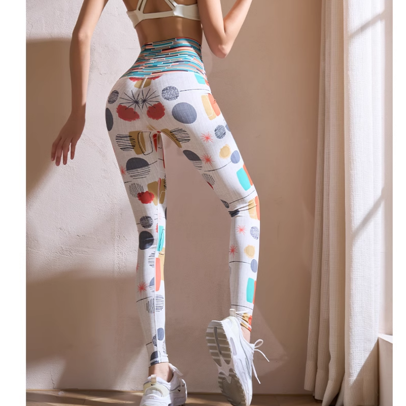 POCVE Yoga Pilates Printed Fitted Stretch Leggings