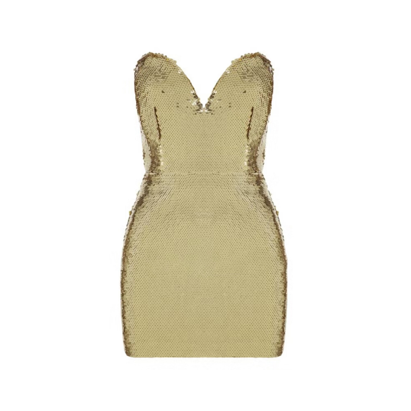 Gold POMRU Sequinned Mini Evening Dress Gown | i The Label I The Label Gold POMRU Sequinned Mini Evening Dress Gown | i The Label I The Label
