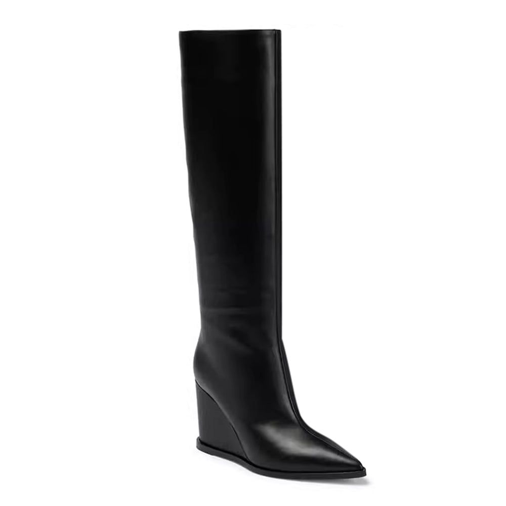 PUCEY Wedged Heel Knee High Boots