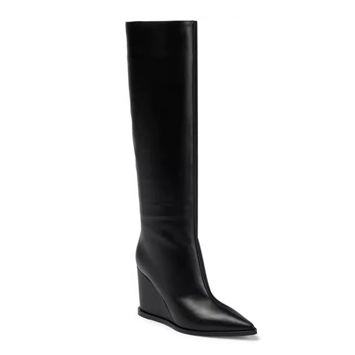 PUCEY Wedged Heel Knee High Boots