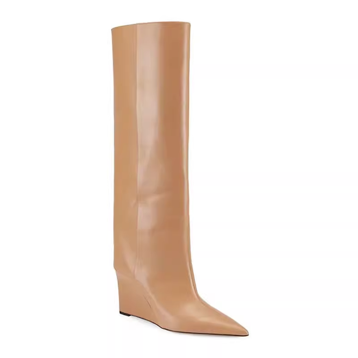 PUCEY Wedged Heel Knee High Boots