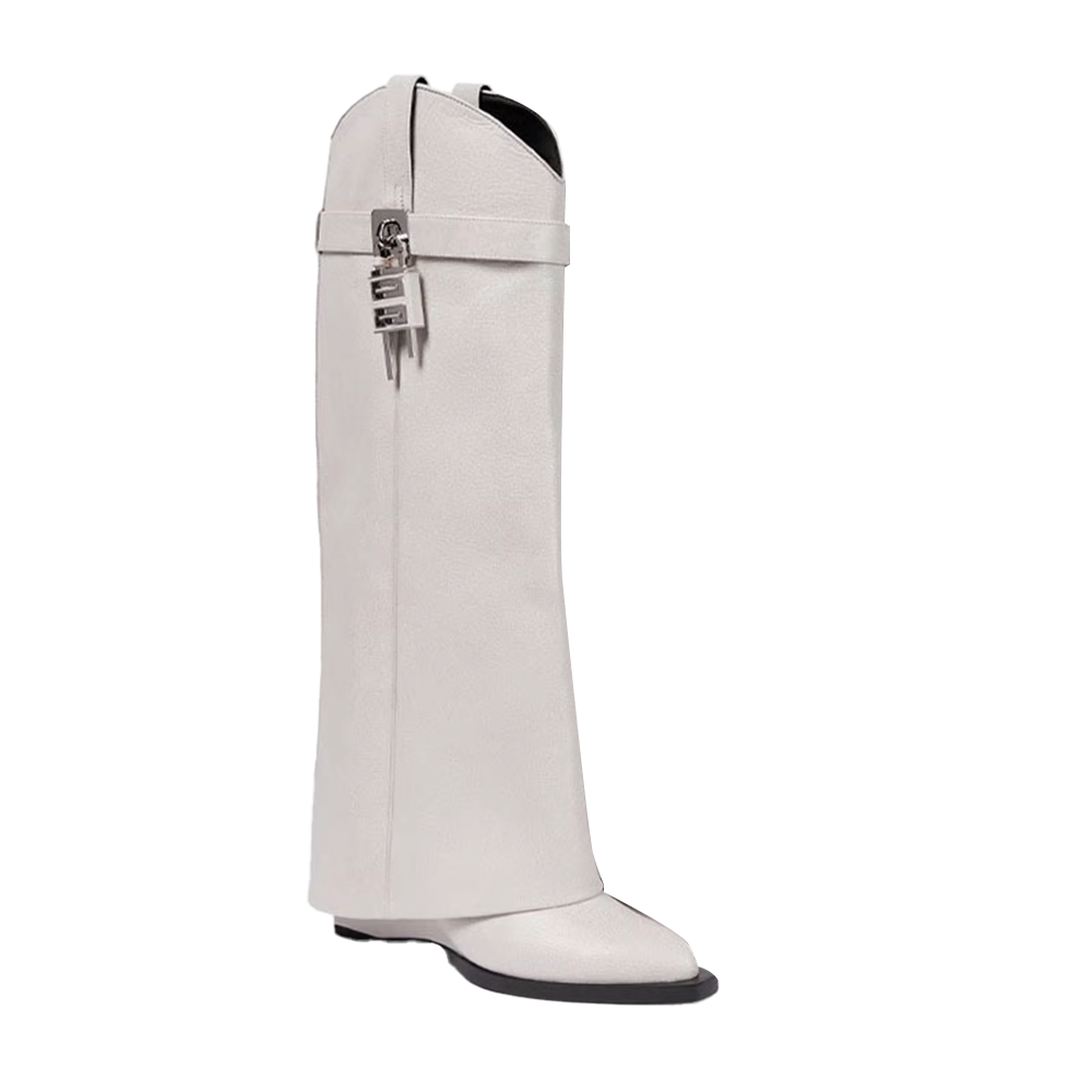 QAMRA Lock Detailed Knee High Boots