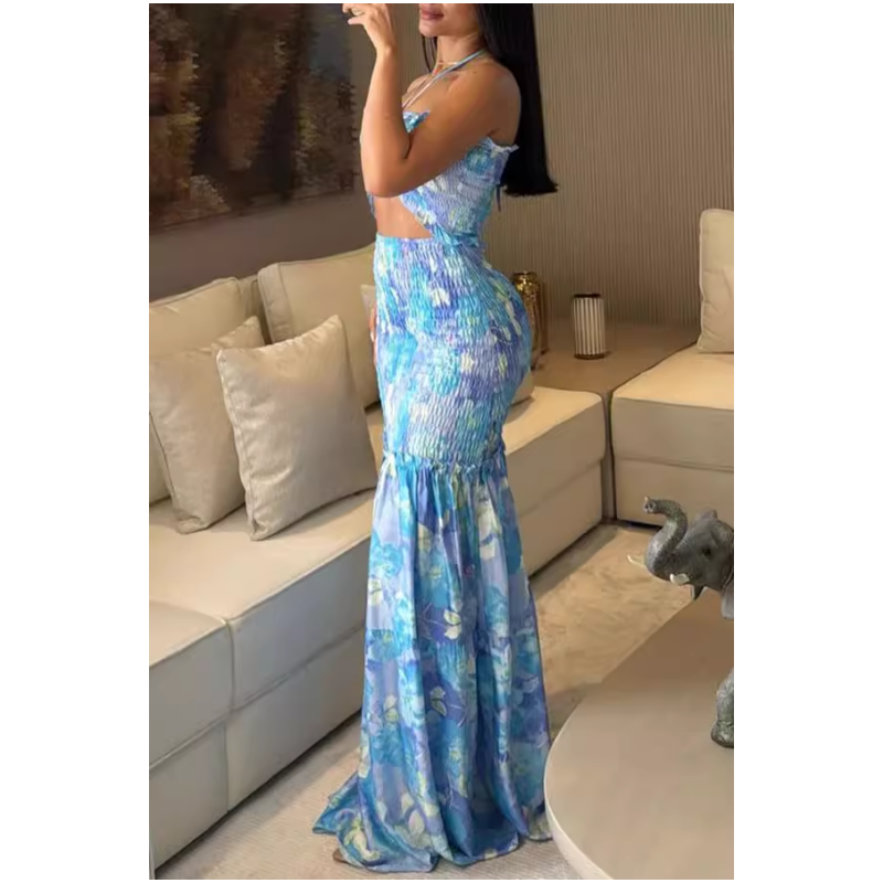 QUENT Cut Out Printed Maxi Dress