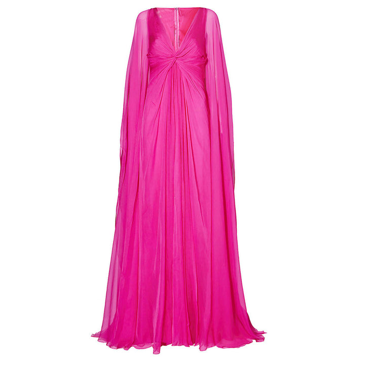 RABIO V Neck Maxi Evening Dress Gown