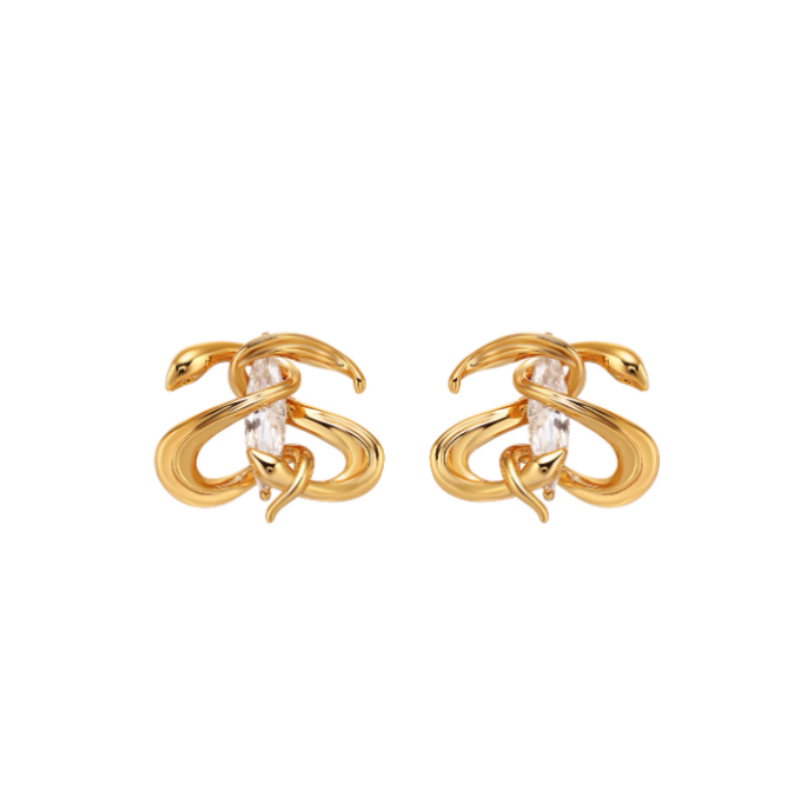 RADFO Diamante Snake Earrings - Pair