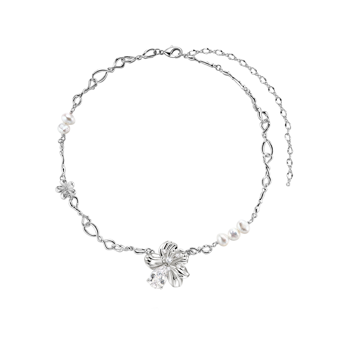 RAHVA Diamante Flower And Pearl Necklace