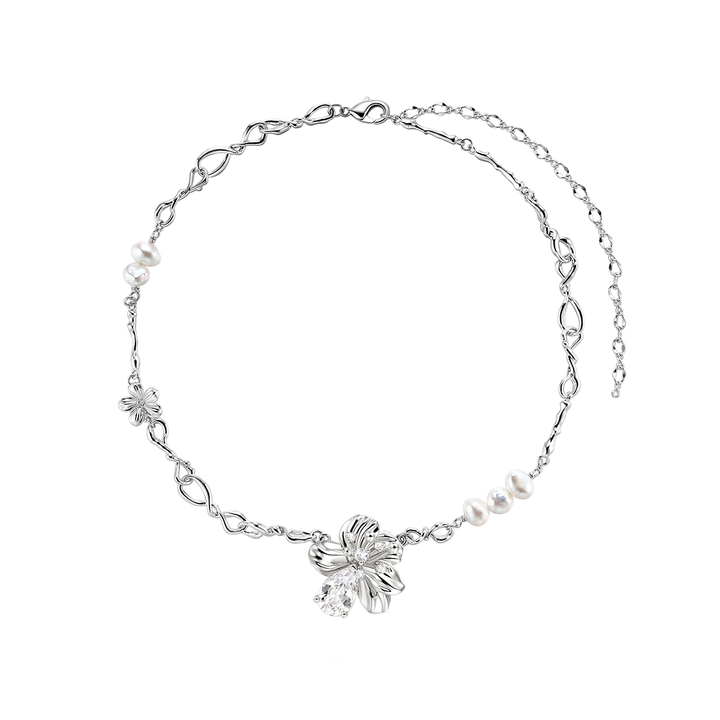 RAHVA Diamante Flower And Pearl Necklace