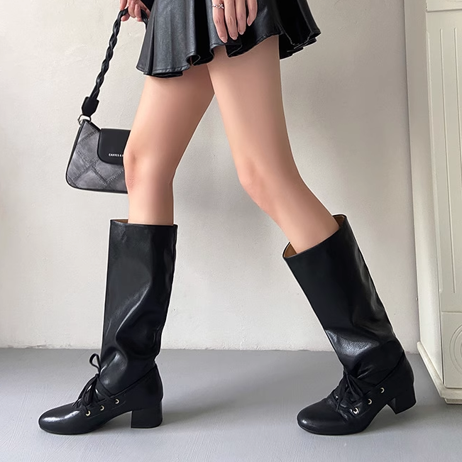 RATKA Lace Up Knee High Boots