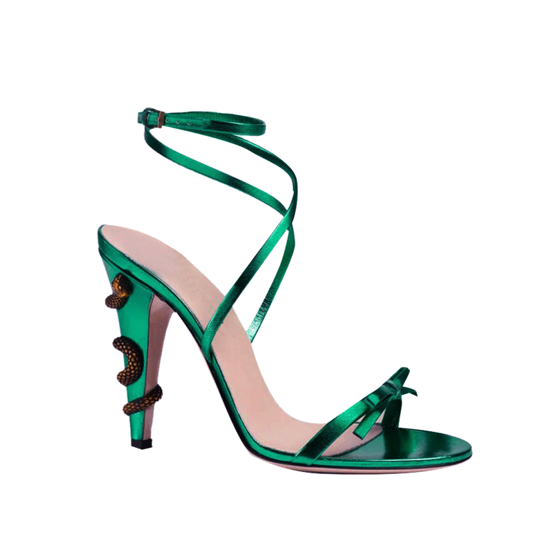 REAID Snake Embellished Ankle Strap High Heel Sandals