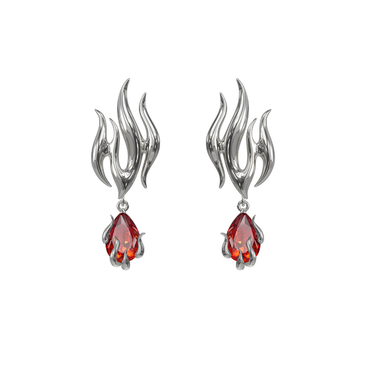 REDVA Diamante Flame Earrings - Pair