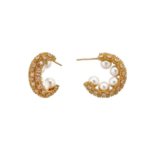 RELCU Pearl And Diamante Earrings - Pair