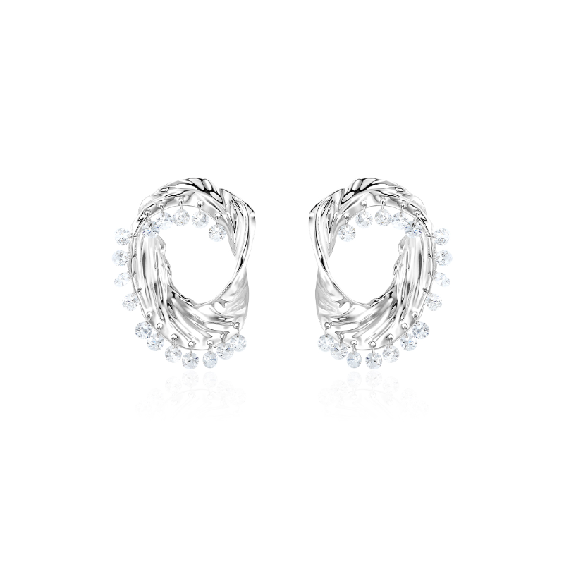 RINOK Diamante Fringed Earrings - Pair