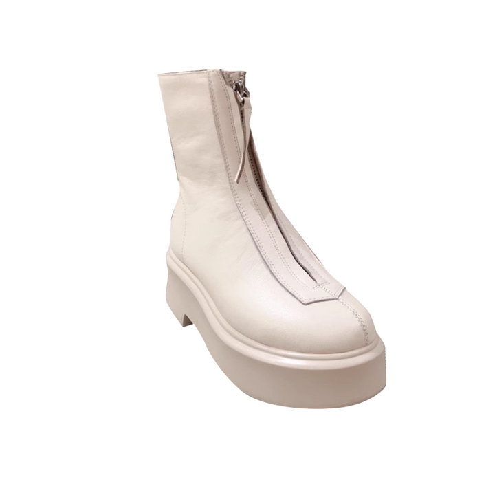 RISON Front Zip Leather Ankle Boots