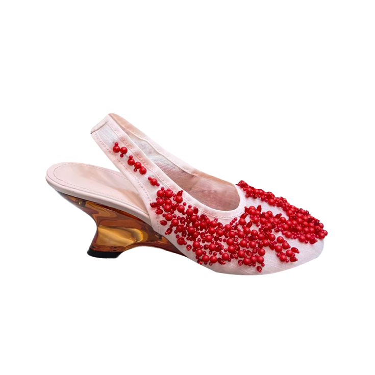 ROHET Beaded Wedged Heel Sandals